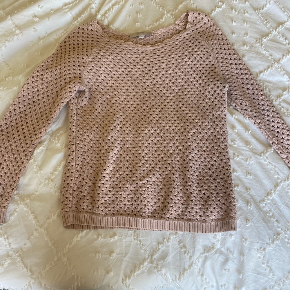 Loft pink crochet sweater